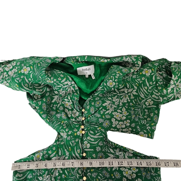 Ba&sh Aria Green Floral Midi Cutout Dress Size 3 US Large New With Tags - Picture 4 of 12